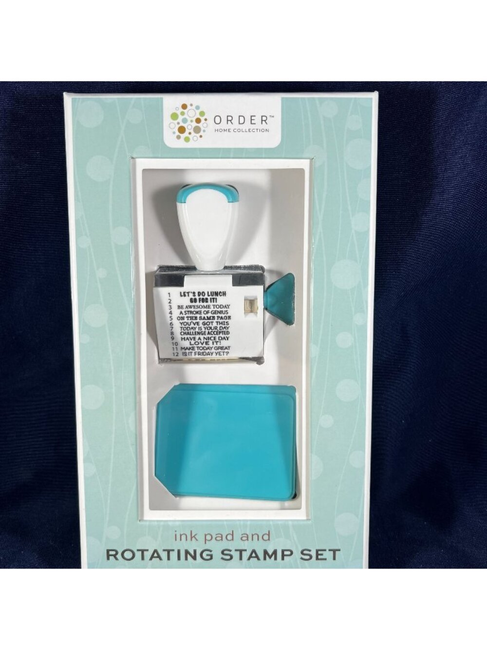 Ink Pad & Rotating Stamp Set With 12 Motivational Phrases